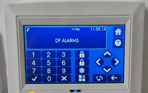 Touch-screen keypad on a brand new alarm system.