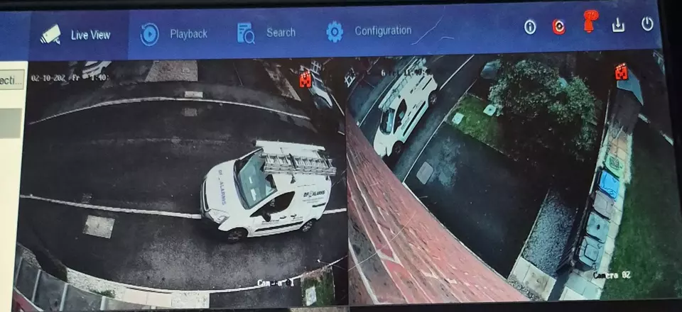 CCTV live view set up for a customer, recording to a recorder at home.